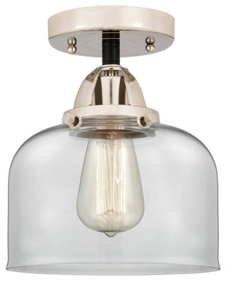 Large Bell Semi-Flush Mount, Black Polished Nickel, Clear, Clear