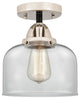 Large Bell Semi-Flush Mount, Black Polished Nickel, Clear, Clear