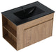 TATEUS Wall-mounted Bathroom Vanity With Ceramic Basin 30", Imitative Oak/Black Ceramic
