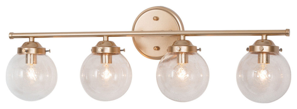 LALUZ 4-Light Matte Gold and Seeded Glass Modern Bathroom Vanity Light