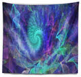 Blue Spiral Kaleidoscope Abstract Wall Tapestry, 39"x32"