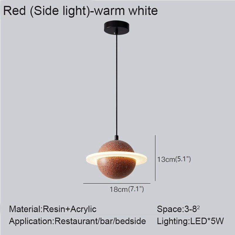 MIRODEMIÂ® Pierrefeu | Planet Saturn LED Industrial Decor Lighting, Red