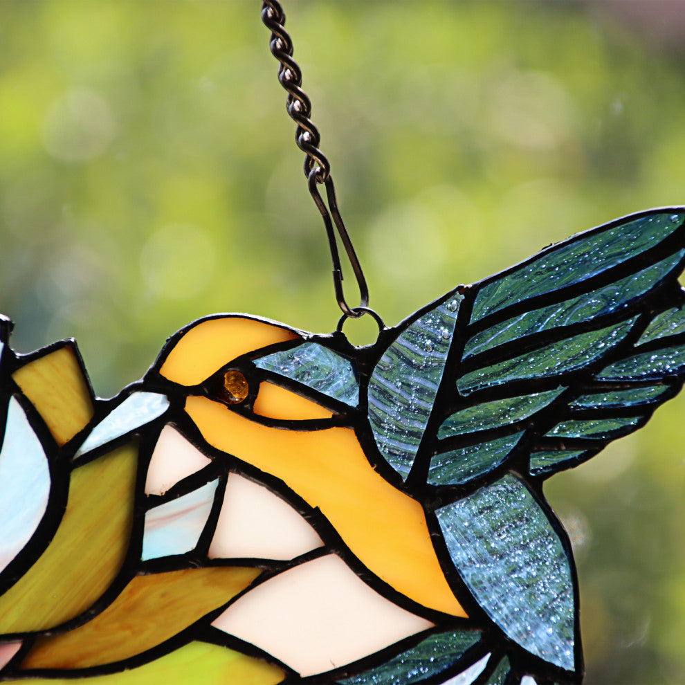 Chloe Lighting Soar Tiffany-Style Green Animal/Floral Design Window Panel