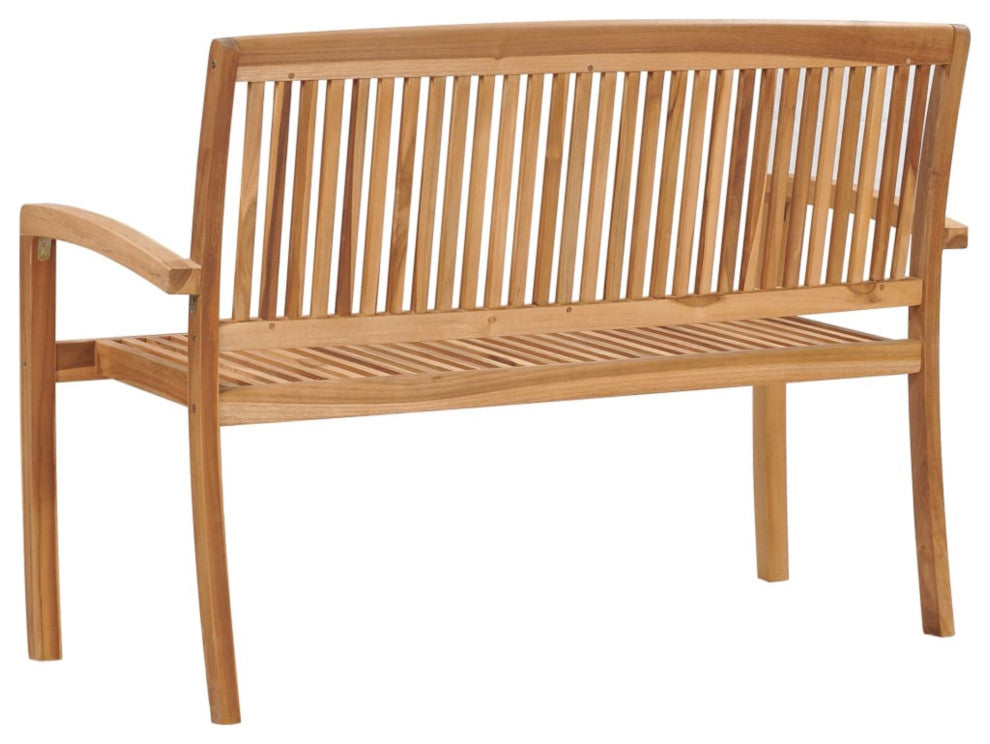 Vidaxl Stacking Garden Bench With Cushion 50.6" Solid Teak Wood