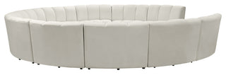 Infinity Channel Tufted Velvet Modular Chair, Cream, 11 Piece
