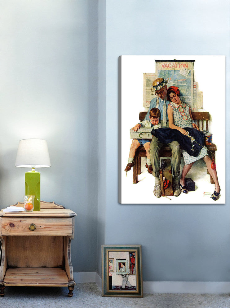 "Home from Vacation" Painting Print on Canvas by Norman Rockwell