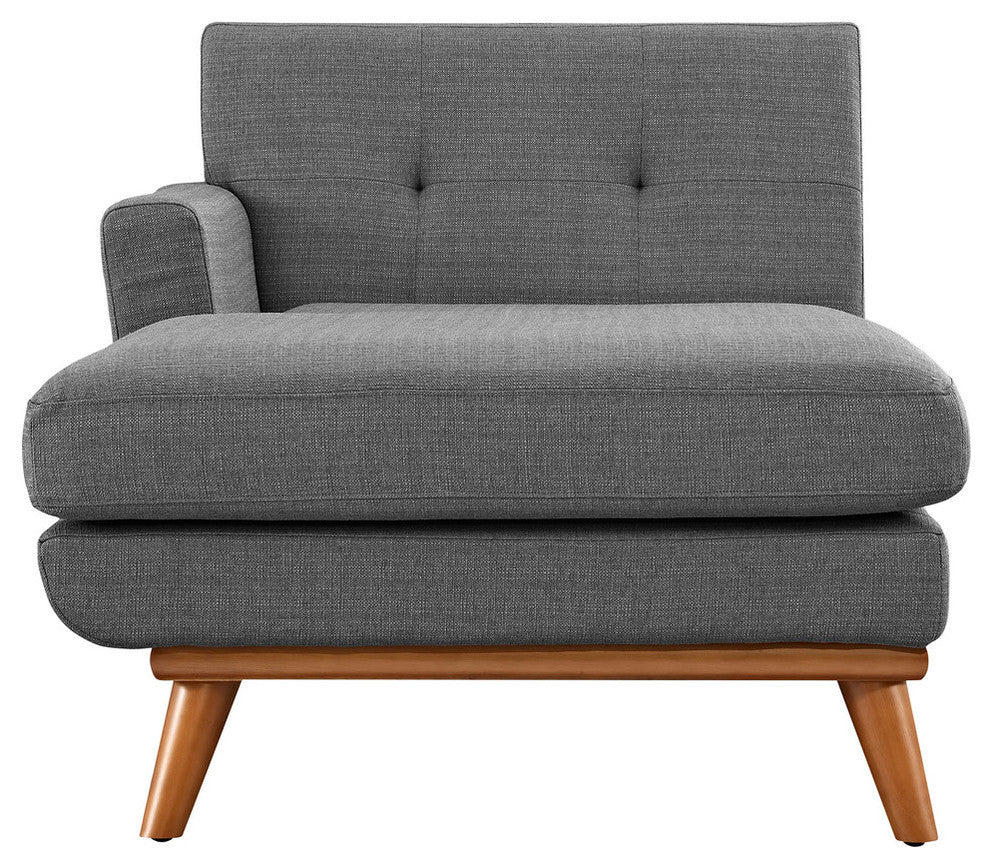 Modern Contemporary Left-Arm Chaise, Gray, Fabric