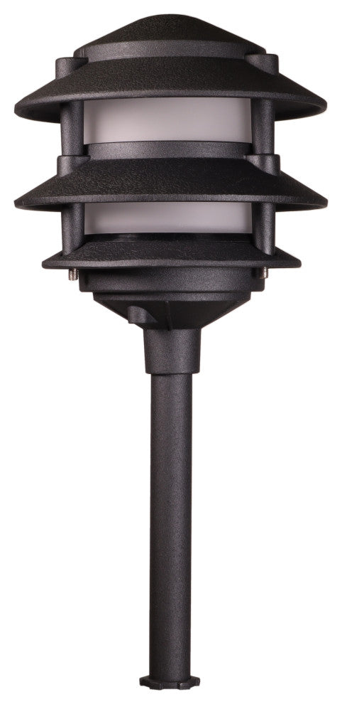 LED Low Voltage 3 Tier Pagoda Landscape Lights- Set of 4 Rust, Black
