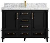 Aberdeen 48 Single Sink Bath Vanity in Black 2" Carrara Marble