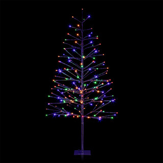 60"H Indoor/Outdoor Christmas Tree with Multi-Colored LED Lights, Silver