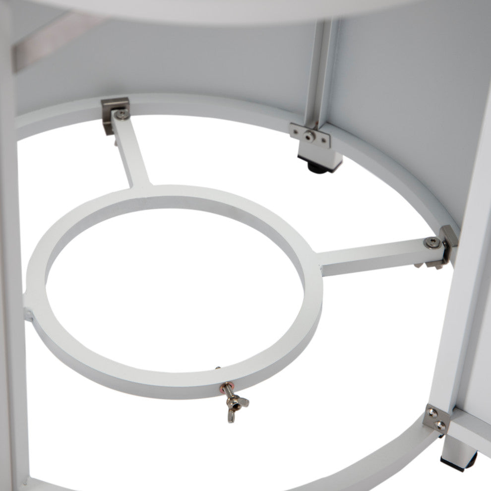 LeisureMod Walbrooke Patio Round Tank Holder With Slats Design, White