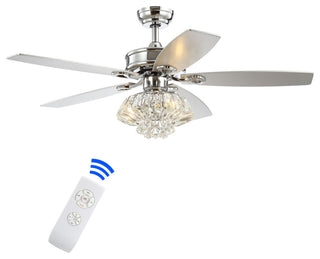 Kate 48" 3-Light Crystal Drum LED Ceiling Fan With Remote, Chrome