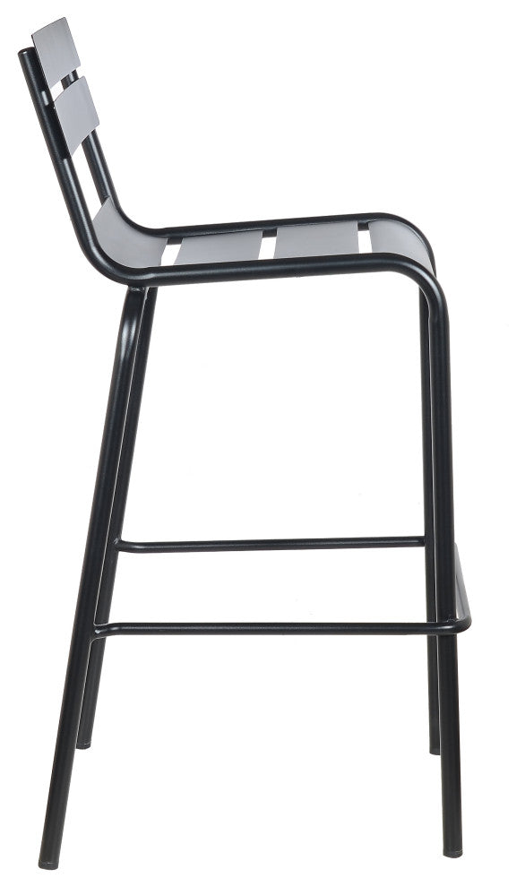 Dana Stackable Outdoor Patio Barstool, Frosted Black, Set of 4