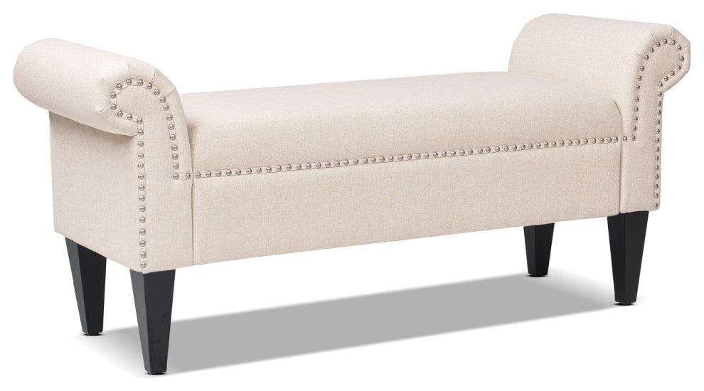 Kathy Roll Arm Entryway Accent Bench, Sky Neutral Beige Polyester