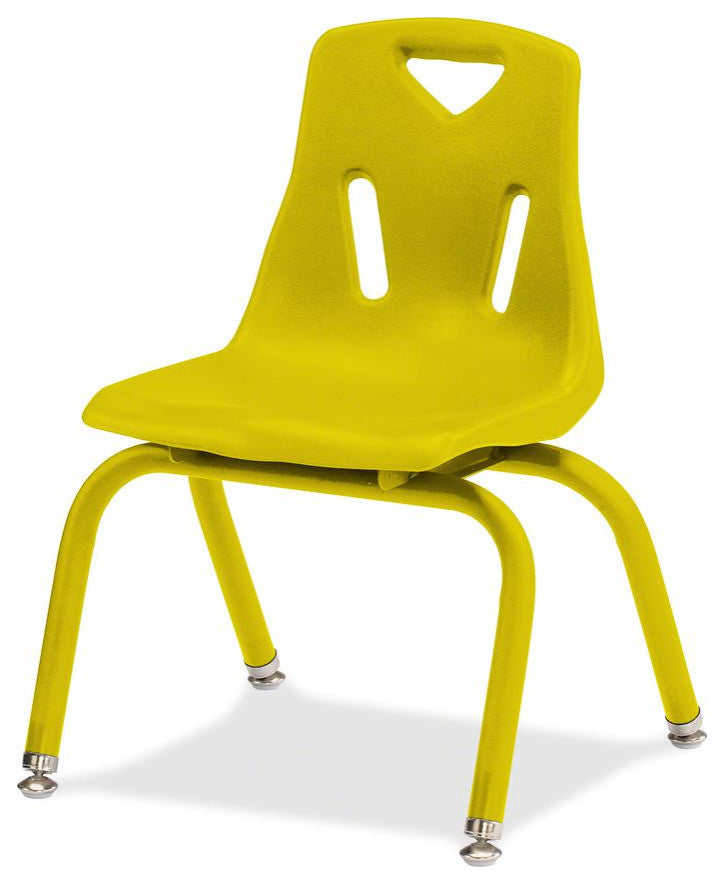 Berries Stacking Chair, Steel Frame, 4-Legged Base, Yellow