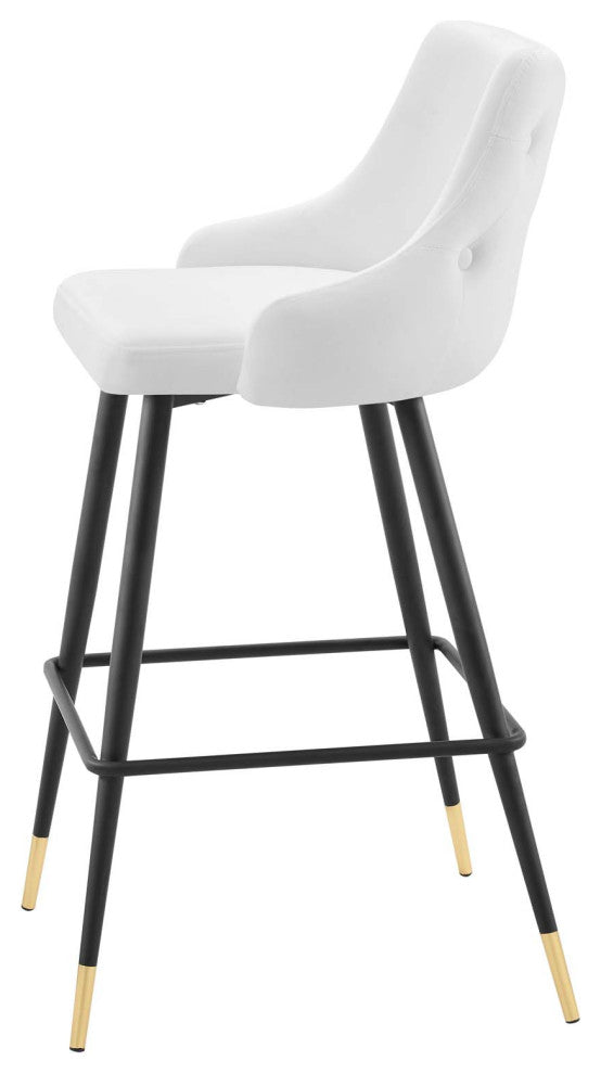 Bar Stool Chair Barstool, Set of 2, Velvet, White, Modern, Bar Pub Restaurant