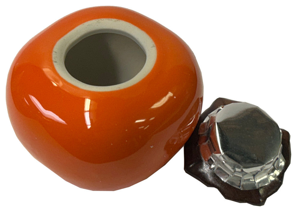 Chinese Orange Ceramic Small Persimmon Shape Display Lid Container ws3580B