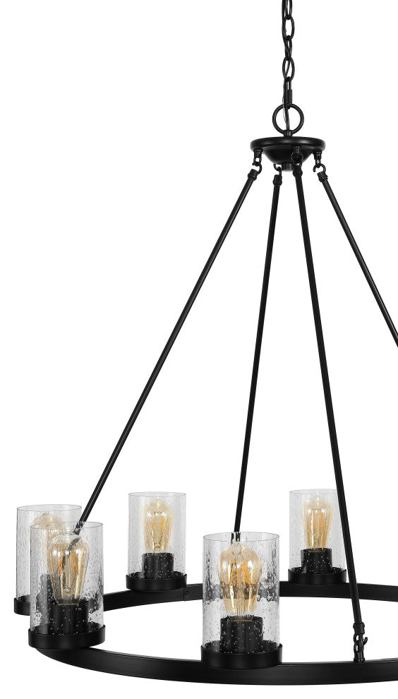 Coronet 3-Light Iron Glass LED Chandelier, Black, Width: 33.5"