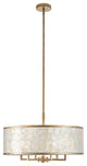 GetLedel 24-inch 6-Light Capiz Shell Drum Chandelier, Distressed Gold