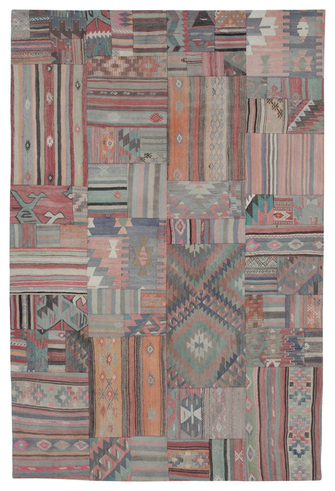 Rug N Carpet - Handmade Turkish 6' 8'' x 9' 11'' Vintage Patchwork Kilim Rug