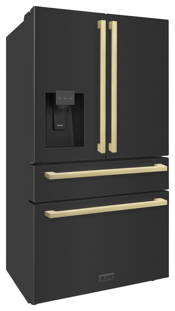 ZLINE Black Stainless Refrigerator With Water RFMZ-W-36-BS-FCB