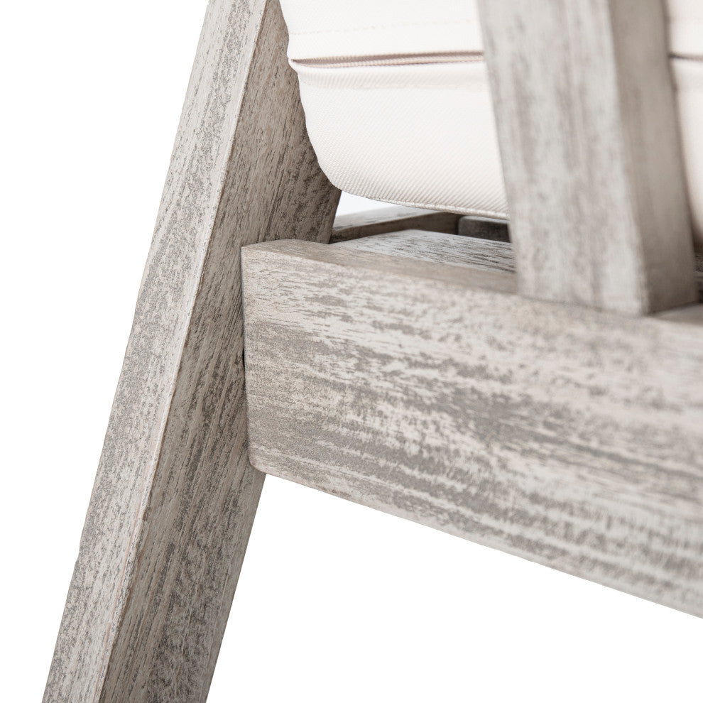 Jatas Outdoor Pation Club Chairs With Cushions, Acacia Wood, Light Gray, Set of 2