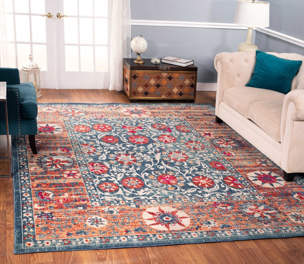 Noori Rug Distressed Rosalee Blue/Rust Rug