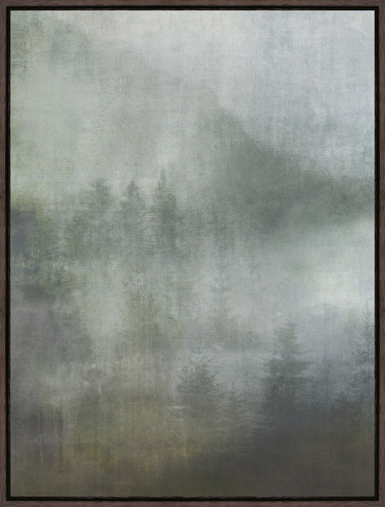 Misty Forest I, 25.25"x33.25", Espresso Natural Wood Gallery Floater