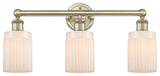Hadley 3-Light 23" Bath Vanity Light, Antique Brass Finish, Matte White Shade