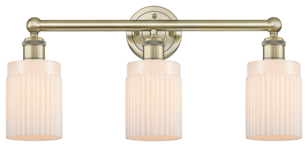 Hadley 3-Light 23" Bath Vanity Light, Antique Brass Finish, Matte White Shade