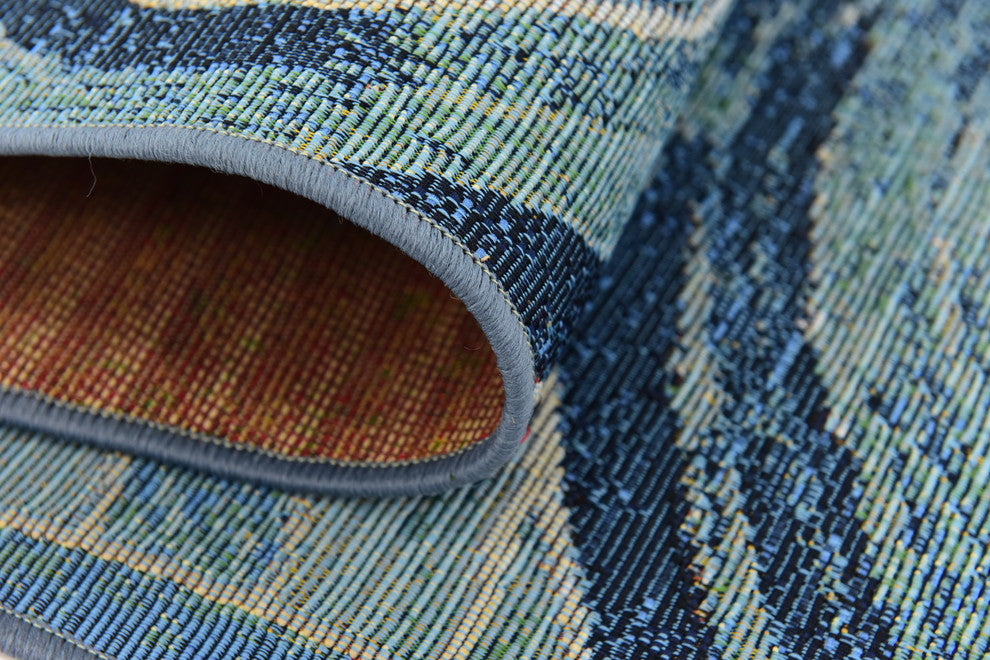 Unique Loom Light Blue Rippling Outdoor 6'' 0 x 6'' 0 Square Rug