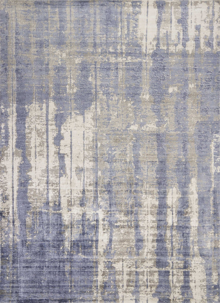 HomeRoots 5'x7' Grey Blue Hand Loomed Abstract Paint Dripping Indoor Area Rug