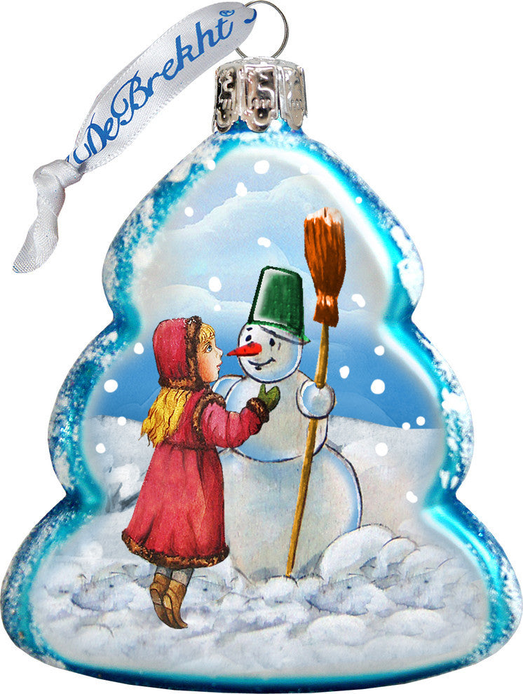 Keepsake Playing Snowman Scenic Glass Ornament