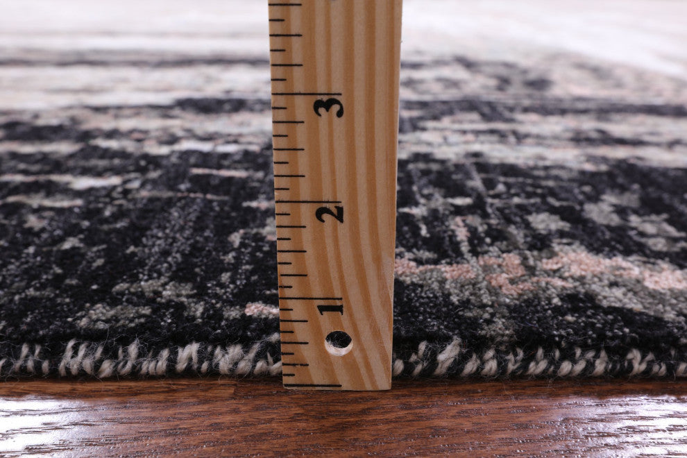 9' 0" X 12' 1" Abstract Handmade Wool and Silk Rug Q6833