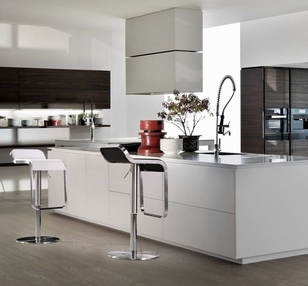 TOV Furniture Napoli White Stainless Steel Adjustable Barstool