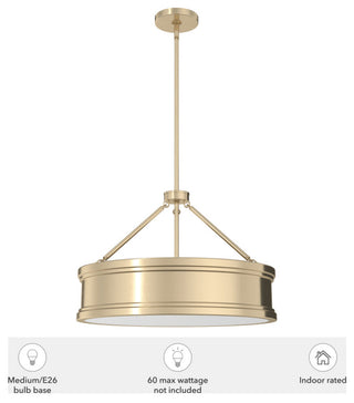 Capshaw Alturas Gold, Painted Cased White Glass 5 Light 21" Pendant Ceiling