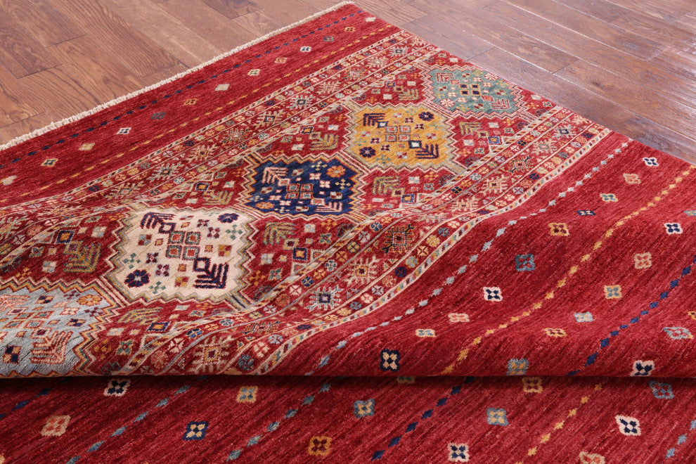 7' 8" X 9' 9" Khorjin Super Kazak Handmade Wool Rug Q5252