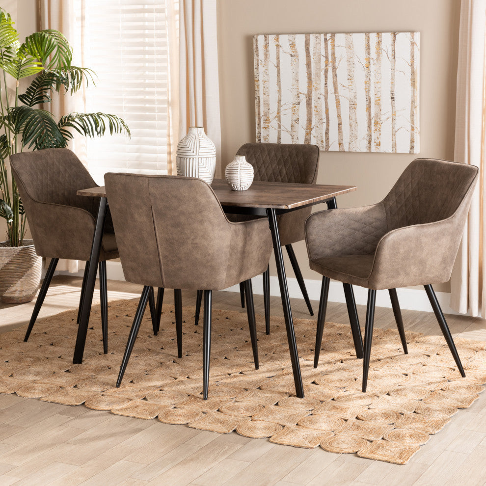 Chae Transitional 5-Piece Dining Set, Black