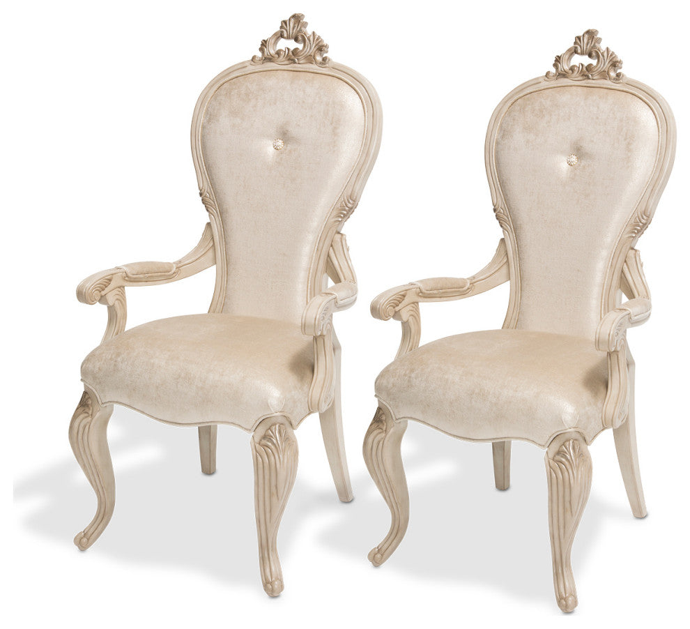 Platine de Royale Velvet Dining Arm Chair, Set of 2 - Champagne