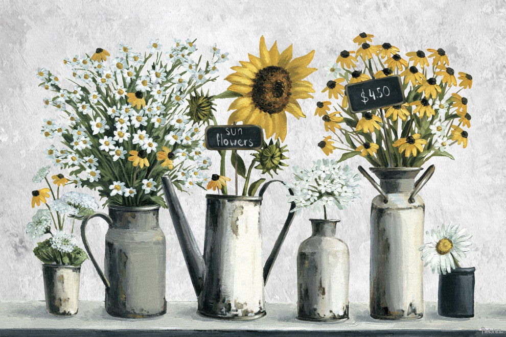 "Fresh Cut Sunflowers" Painting Print on Wrapped Canvas