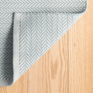 Dash & Albert Herringbone Light Blue/Ivory Indoor/Outdoor Rug, Blue, 2'6" x 12'