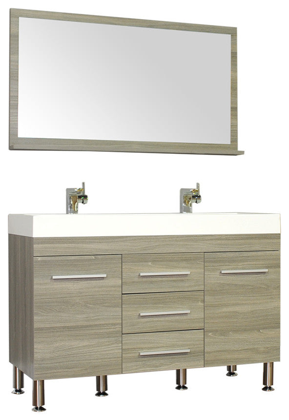 The Modern 48 Inch Double Modern Bathroom Vanity In Gray Without Mirror