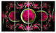 Pink Exotic Fractal Pattern, Abstract Art on Canvas, 48"x28", 4 Panels