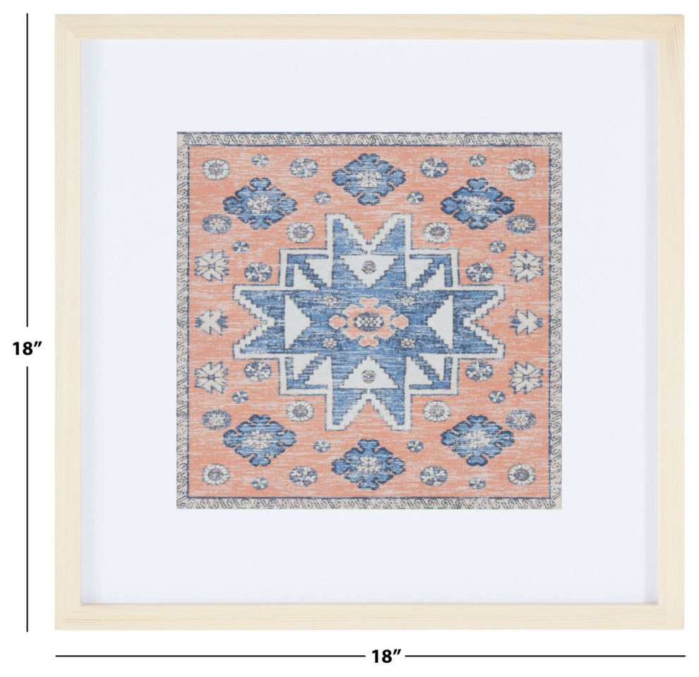 Safavieh Harjo 18" Terracotta/Blue Framed Textile Wall Art