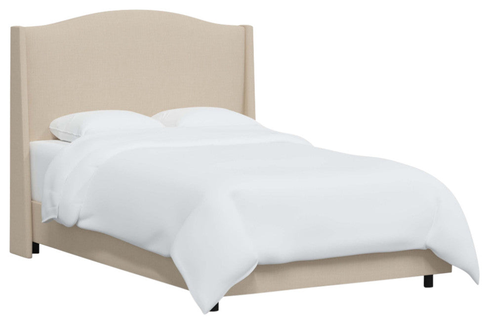 Camelback Wingback Bed, Linen Linen, King