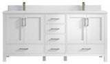 Malibu 72 Double Sink Bath Vanity in White  1.5" White Quartz