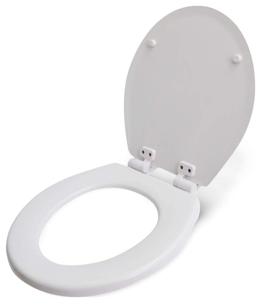 Round Molded Wood Toilet Seat Slow Close Easy Remove Adjustable Hinge White