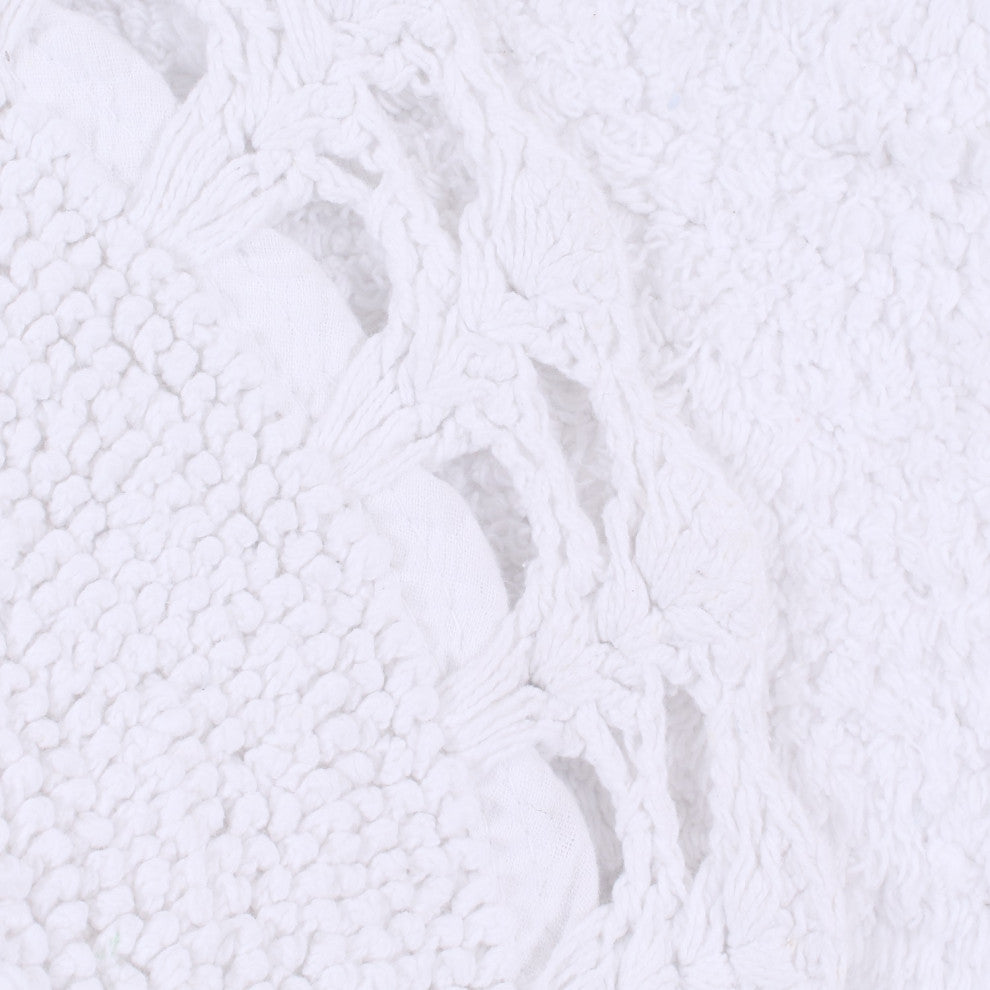 Hampton Crochet Reversible Bath Rug, 3-Piece Set With Runner, White