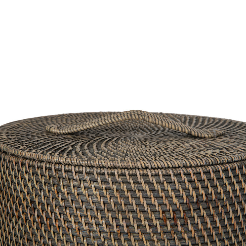 Loma Rattan Hamper with Liner, Apartment Size, Black-Wash