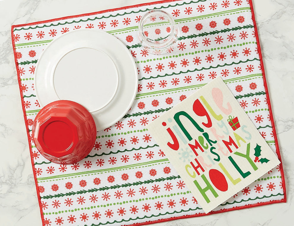 Snowflakes Dish Drying<br>Mat Set/2